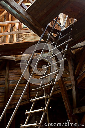 Attic with ladder Stock Photo