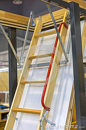 Attic Ladder Open Stock Photo