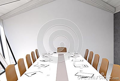 Attic meeting room, white ceiling Stock Photo