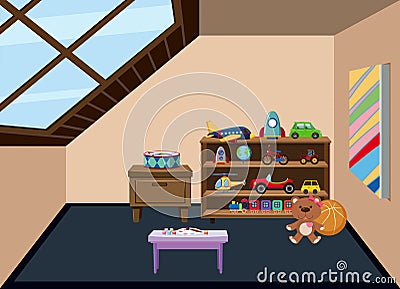 An attic playroom background Vector Illustration