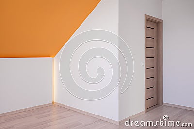 Attic room with slanted ceiling Stock Photo