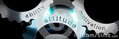 Attitude, ability, motivation - gears concept - 3D illustration Cartoon Illustration