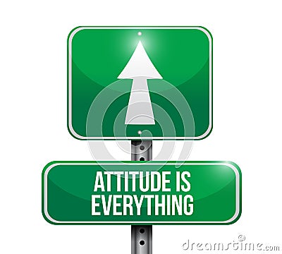 attitude is everything road sign concept Cartoon Illustration