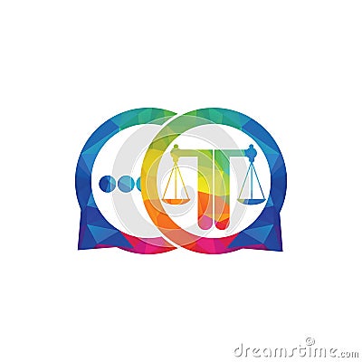 Attorney balance chat logo vector. Vector Illustration