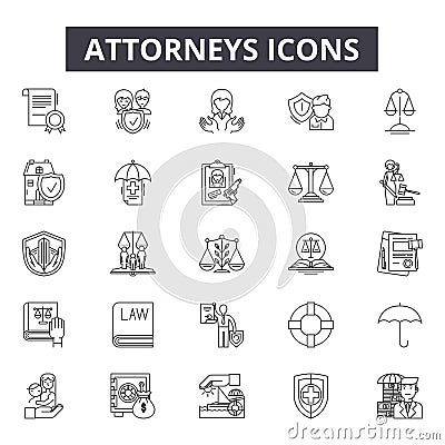 Attorneys line icons, signs, vector set, outline illustration concept Vector Illustration