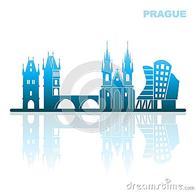 Attractions Prague. Abstract landscape Vector Illustration