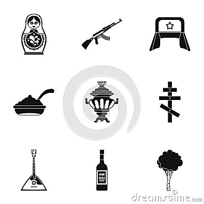 Attractions of Russia icons set, simple style Vector Illustration