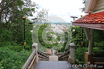 Attractions on the stairs up and down Wat Khao Kob or Wat Woranat Banphot, Nakhon Sawan Province, Thailand Stock Photo