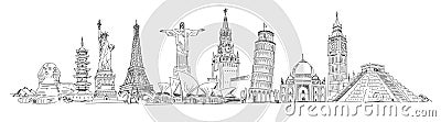 Attractions of the world Vector Illustration