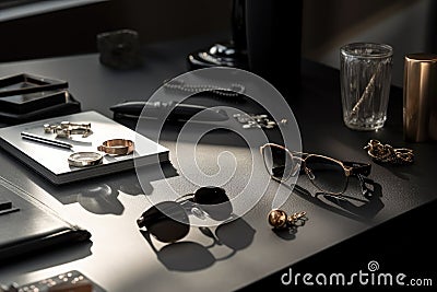 attractive accessories and jewelry for office setting, with sleek and refined style Stock Photo