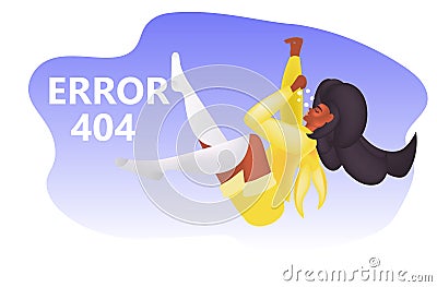 attractive african american with internet connection problem 404 page not found concept website under construction Vector Illustration