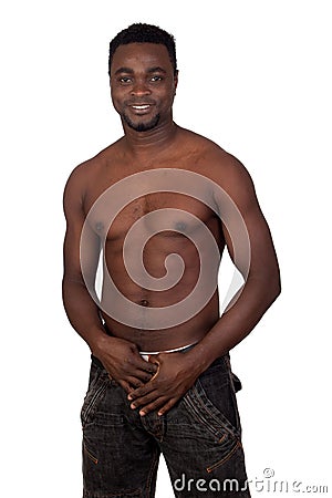 Attractive african man with bare chest Stock Photo