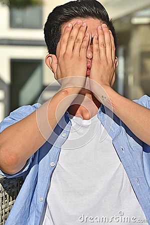 Shameful Handsome Diverse Adult Male Stock Photo