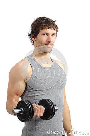 Attractive and athletic man doing weights Stock Photo