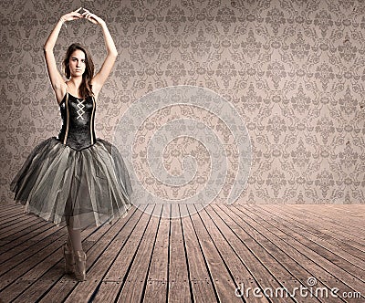 Attractive ballerina on tiptoe Stock Photo