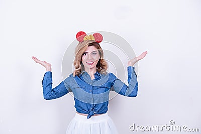 Attractive beautiful model woman in funny crown Stock Photo