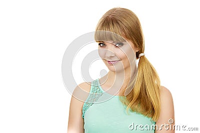 Attractive blonde girl smiling portrait Stock Photo