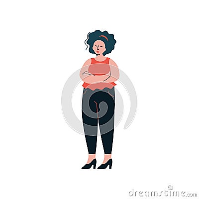 Attractive Brunette Curvy Girl, Beautiful Plus Size Plump Woman Vector Illustration Vector Illustration