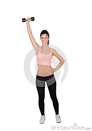 Attractive brunette girl tightening their muscles Stock Photo