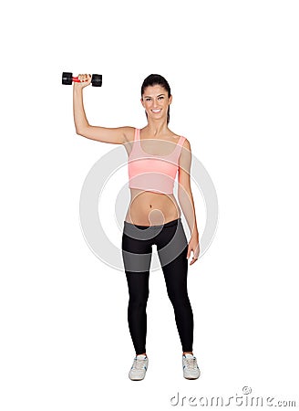 Attractive brunette girl tightening their muscles Stock Photo