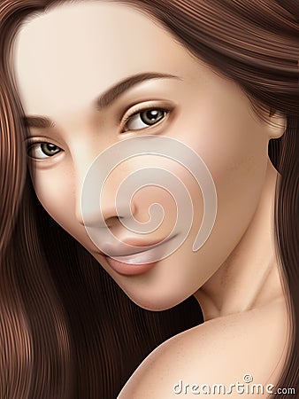 Attractive brunette portrait Vector Illustration
