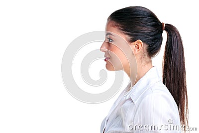 Attractive brunette woman side profile Stock Photo