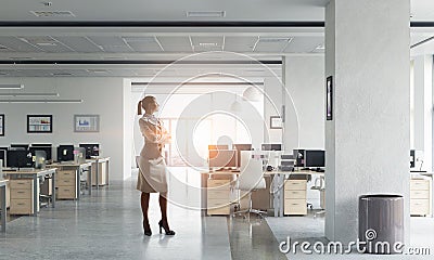 Attractive business lady. Mixed media . Mixed media Stock Photo