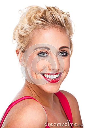 Attractive Confident Woman Smiling with Good Teeth Stock Photo