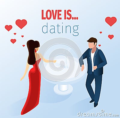 Attractive Couple Dating Restaurant Illustration Vector Illustration