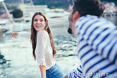 Attractive couple exploring on their summer vacation Stock Photo