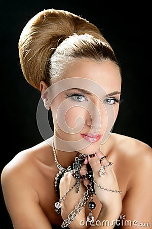 Attractive fashion elegant woman jewelry Stock Photo