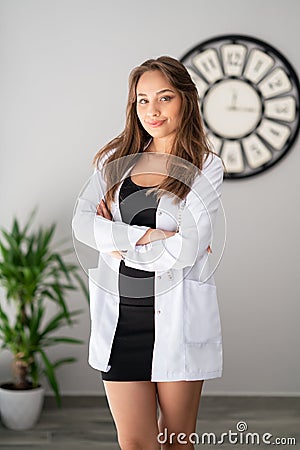 A attractive female dietician doctor looking with, confidence and pretty smile. Stock Photo