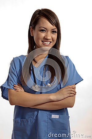 Attractive Filipino nurse doctor Stock Photo