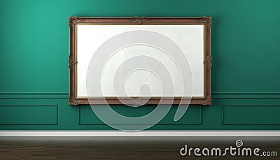 an attractive frame on the royal green wall Stock Photo