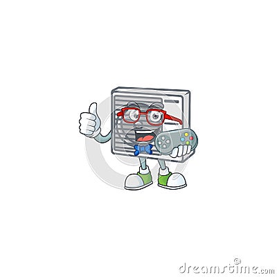 An attractive gamer split air conditioner cartoon character design Vector Illustration