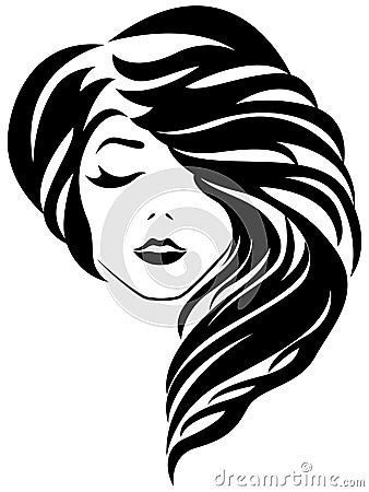 Attractive girl with closed eye and gorgeous hair Vector Illustration