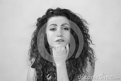 Attractive girl. curly-haired girl. photo Stock Photo