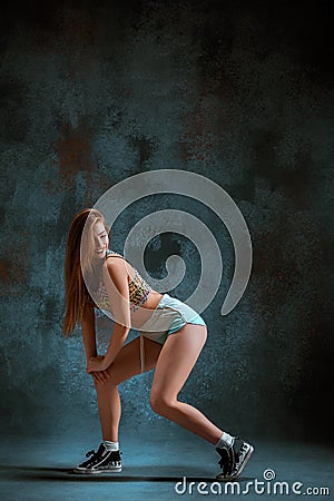 Attractive girl dancing twerk in the studio Stock Photo