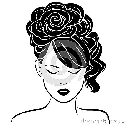 Attractive girl with high hairdo Vector Illustration