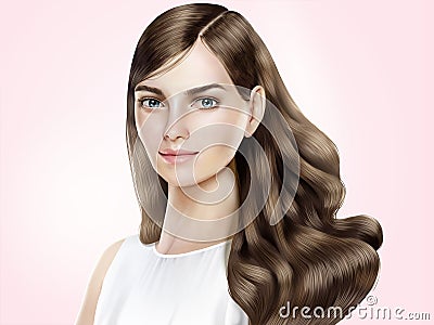 Attractive hair model Vector Illustration