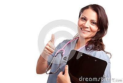 Attractive Hispanic Doctor or Nurse Stock Photo