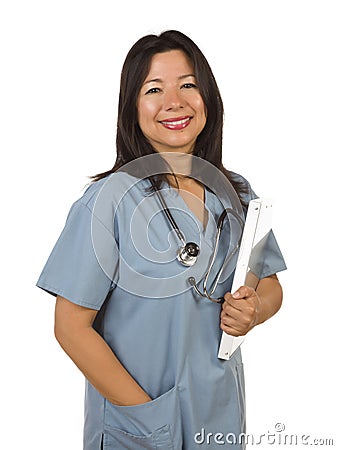 Attractive Hispanic Doctor or Nurse Stock Photo