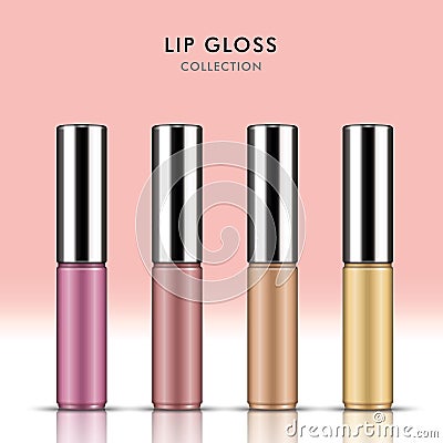 Attractive lip gloss package set Vector Illustration