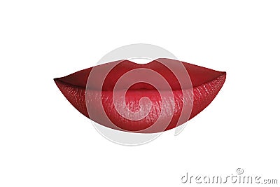 Attractive lips with beautiful lipstick isolated on white Stock Photo