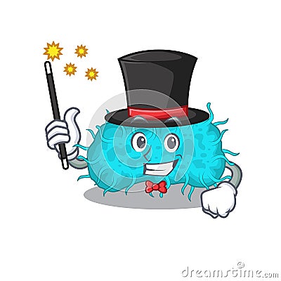 An attractive Magician of bacteria prokaryote cartoon design Vector Illustration