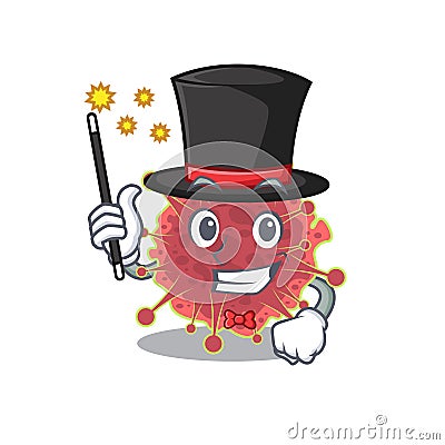 An attractive Magician of coronaviridae cartoon design Vector Illustration