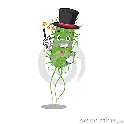 An attractive Magician of e.coli bacteria cartoon design Vector Illustration