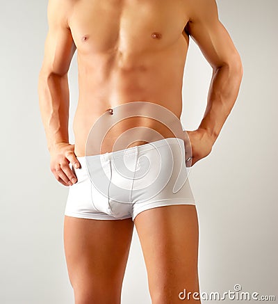 Attractive male body with white underwear Stock Photo