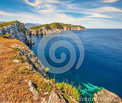 Attractive morning seascape of Ionian Sea Stock Photo