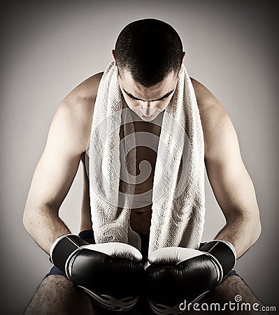 Attractive muscular boxing Stock Photo